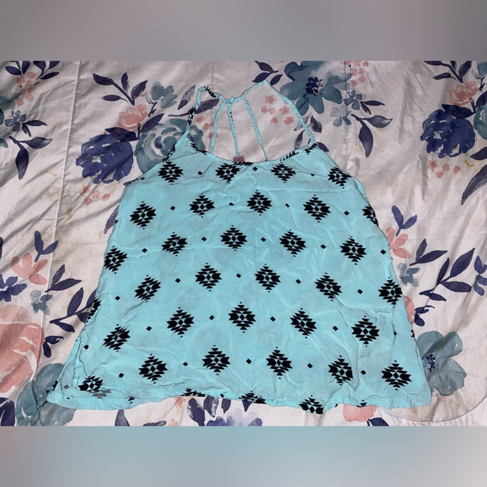 Aqua Blue & Black Tank Top